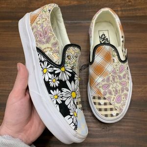Vans meadow patchwork daisy canvas slip on shoe